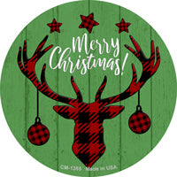 Merry Christmas Reindeer Novelty Circle Coaster Set of 4