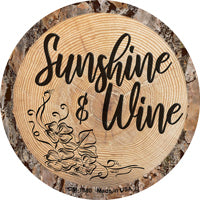 Sunshine and Wine Novelty Circle Coaster Set of 4
