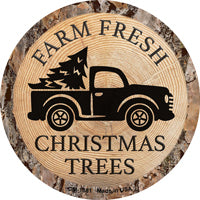 Farm Fresh Christmas Trees Novelty Circle Coaster Set of 4
