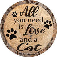 Love and a Cat Novelty Circle Coaster Set of 4