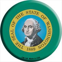 Washington State Flag Novelty Metal Mini Circle Magnet CM-146