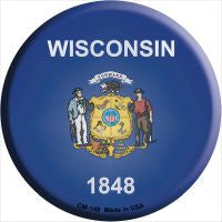 Wisconsin State Flag Novelty Metal Mini Circle Magnet CM-148