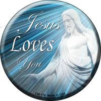 Jesus Loves You Novelty Metal Mini Circle Magnet CM-176