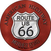 Route 66 American Highway Novelty Metal Mini Circle Magnet