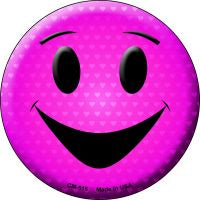 Pink Smiling Face Novelty Metal Mini Circle Magnet CM-516