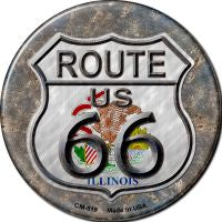 Illinois Route 66 Novelty Circle Coaster Set of 4