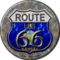 Kansas Route 66 Novelty Metal Mini Circle Magnet CM-520