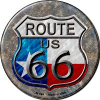 Texas Route 66 Novelty Metal Mini Circle Magnet CM-524