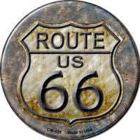 Rusty Route 66 Novelty Metal Mini Circle Magnet CM-525