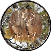 Deer On Camo Novelty Metal Mini Circle Magnet CM-571