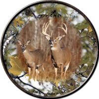 Deer On Camo Novelty Circle Coaster Set of 4