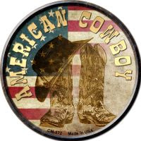 American Cowboy Novelty Metal Mini Circle Magnet