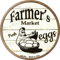 Farmers Market Eggs Novelty Metal Mini Circle Magnet