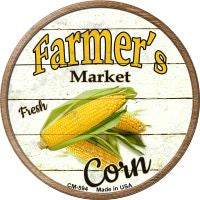 Farmers Market Corn Novelty Metal Mini Circle Magnet