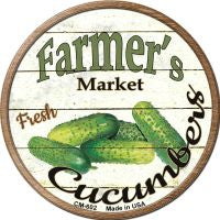 Farmers Market Cucumber Novelty Metal Mini Circle Magnet