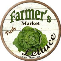 Farmers Market Lettuce Novelty Metal Mini Circle Magnet
