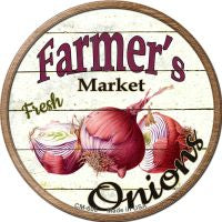 Farmers Market Onions Novelty Metal Mini Circle Magnet