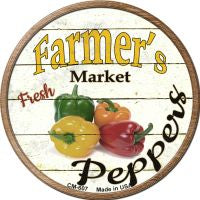 Farmers Market Peppers Novelty Metal Mini Circle Magnet