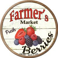 Farmers Market Berries Novelty Metal Mini Circle Magnet