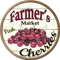 Farmers Market Cherries Novelty Metal Mini Circle Magnet