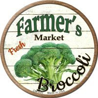 Farmers Market Broccoli Novelty Circle Coaster Set of 4