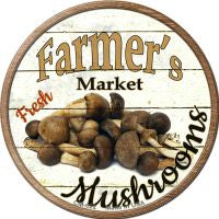 Farmers Market Mushrooms Novelty Circle Coaster Set of 4