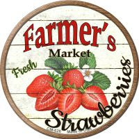 Farmers Market Strawberries Novelty Metal Mini Circle Magnet