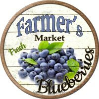 Farmers Market Blueberries Novelty Metal Mini Circle Magnet