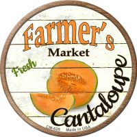 Farmers Market Cantaloupe Novelty Circle Coaster Set of 4