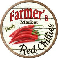 Farmers Market Red Chillies Novelty Metal Mini Circle Magnet