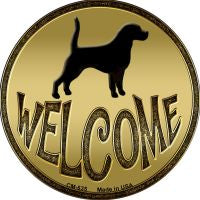 Welcome With Dogs Novelty Metal Mini Circle Magnet CM-635