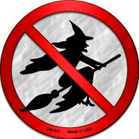 No Witches Novelty Metal Mini Circle Magnet