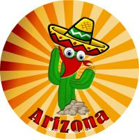 Cactus Arizona Novelty Metal Mini Circle Magnet CM-666