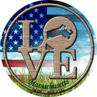 Love Massachusetts Novelty Metal Mini Circle Magnet CM-686