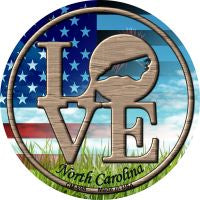 Love North Carolina Novelty Metal Mini Circle Magnet CM-698