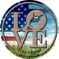 Love West Virginia Novelty Metal Mini Circle Magnet CM-713