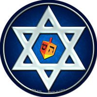 Hanukkah Star And Dreidel Novelty Metal Mini Circle Magnet CM-725