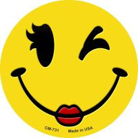 Girl Wink Smile Novelty Metal Mini Circle Magnet CM-731