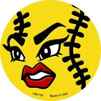 Angry Softball Novelty Metal Mini Circle Magnet CM-736