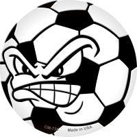 Angry Soccer Ball Novelty Metal Mini Circle Magnet CM-738