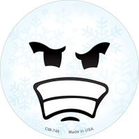 Angry Face Snowflake Novelty Metal Mini Circle Magnet