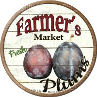 Farmers Market Plum Novelty Circle Coaster Set of 4