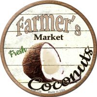 Farmers Market Coconut Novelty Circle Coaster Set of 4