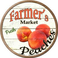 Farmers Market Peaches Novelty Circle Coaster Set of 4