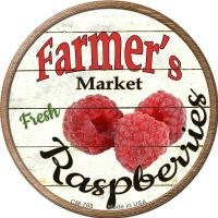 Farmers Market Raspberries Novelty Metal Mini Circle Magnet
