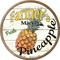 Farmers Market Pineapple Novelty Metal Mini Circle Magnet