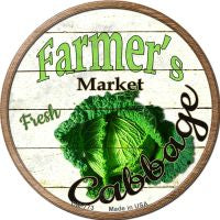 Farmers Market Cabbage Novelty Circle Coaster Set of 4