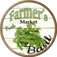 Farmers Market Basil Novelty Circle Coaster Set of 4