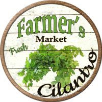 Farmers Market Cilantro Novelty Circle Coaster Set of 4