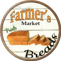 Farmers Market Breads Novelty Metal Mini Circle Magnet